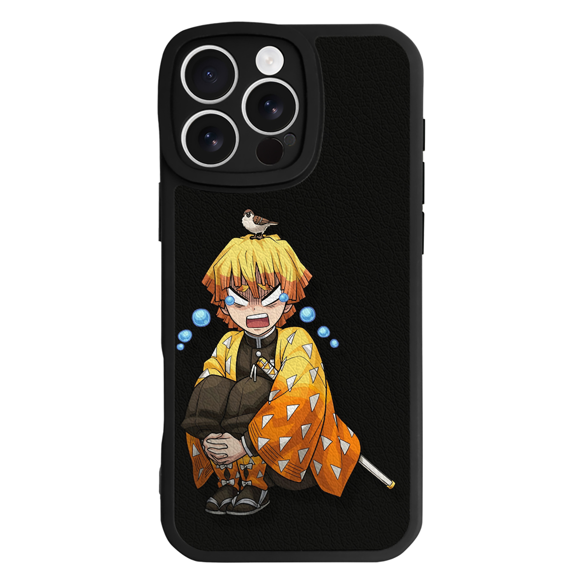 （画像用） 鬼滅の刃（きめつのやいば）我妻 善逸／あがつま ぜんいつ Agatsuma Zenitsu 【iPhone 16シリーズ対応】シリコンスマホケース（レザー調） 材質：シリコン